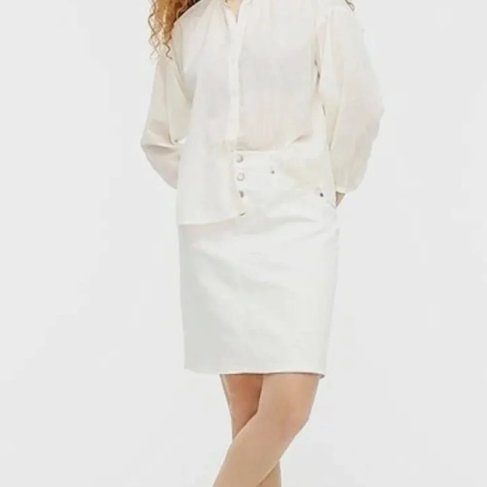 J. Crew White Button-Front Denim Skirt - Size 28